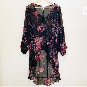 Nordstrom Leith Sheer Floral HighLow Coverup
